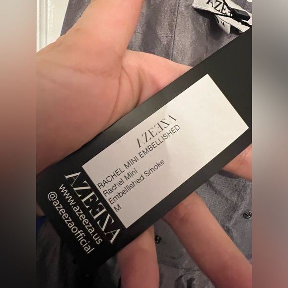 NEW AZEEZA Rachel Mini Dress in Embellished Smoke - Picture 7 of 10